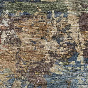 HomeRoots 5' X 8' Washable Blue & Beige Abstract Area Rug – Durable, Stain-Resistant, UV Protected for Homes 716986