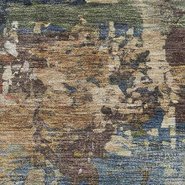HomeRoots 5' X 8' Washable Blue & Beige Abstract Area Rug – Durable, Stain-Resistant, UV Protected for Homes 716986
