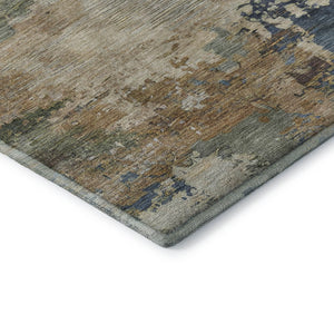 HomeRoots 5' X 8' Washable Blue & Beige Abstract Area Rug – Durable, Stain-Resistant, UV Protected for Homes 716986