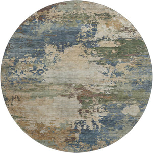 HomeRoots 8' X 10' Blue And Beige Abstract Washable Area Rug with Non-Slip Backing & UV Protection for Easy Care 716988