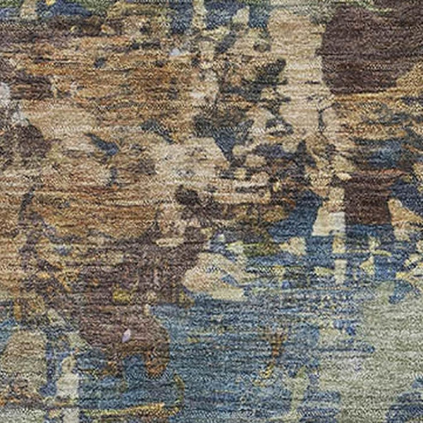 HomeRoots 9' Blue and Beige Abstract Area Rug - Washable, UV Protected, Non-Slip Backing for High Traffic Spaces 716989
