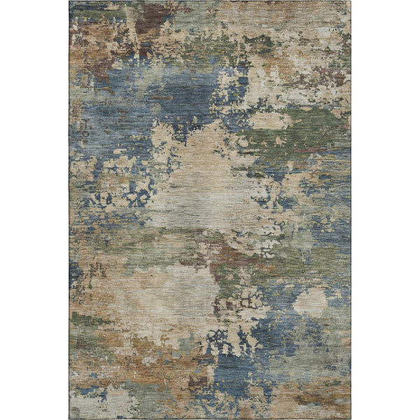 HomeRoots 10' Blue and Beige Abstract Area Rug - Washable, UV Protected, Durable Design for High-Traffic Spaces 716990