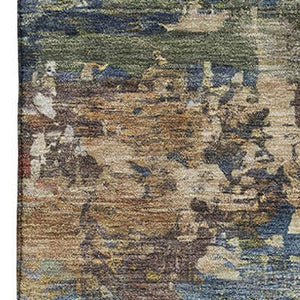 HomeRoots 10' Blue and Beige Abstract Area Rug - Washable, UV Protected, Durable Design for High-Traffic Spaces 716990