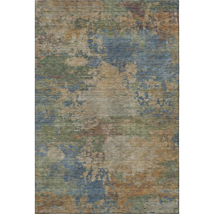 HomeRoots 8' Washable Denim Blue & Beige Abstract Round Rug with UV Protection – Stylish, Durable & Stain Resistant 716993