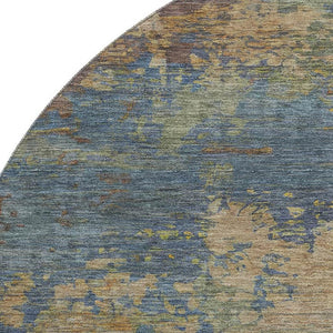 HomeRoots 8' X 10' Stylish Denim Blue & Beige Abstract Area Rug - Washable, Stain Resistant, UV Protected! 716994