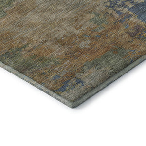 HomeRoots 8' X 10' Stylish Denim Blue & Beige Abstract Area Rug - Washable, Stain Resistant, UV Protected! 716994