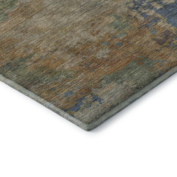 HomeRoots 8' X 10' Stylish Denim Blue & Beige Abstract Area Rug - Washable, Stain Resistant, UV Protected! 716994