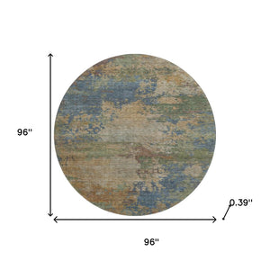 HomeRoots 8' X 10' Stylish Denim Blue & Beige Abstract Area Rug - Washable, Stain Resistant, UV Protected! 716994