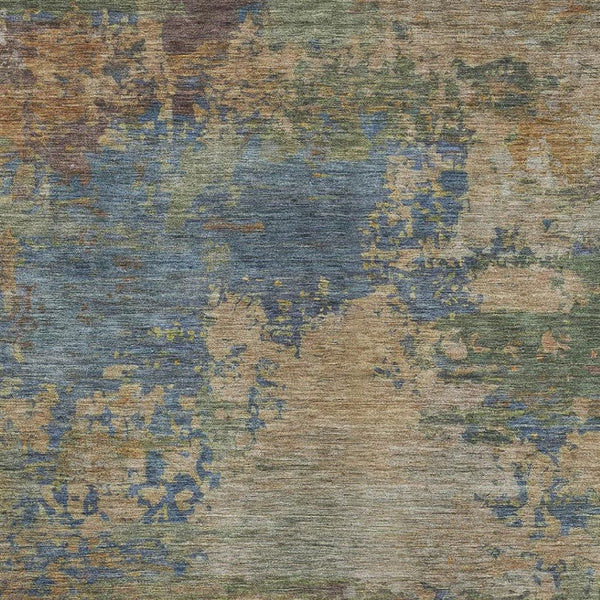 HomeRoots 10' X 14' Denim Blue Abstract Area Rug - Washable, UV-Protected, Stylish & Durable for Busy Homes 716996