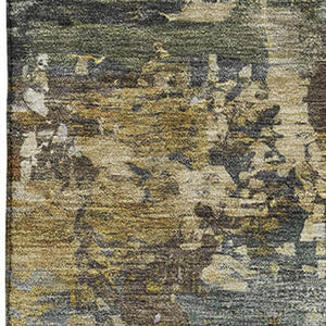 HomeRoots 8' Versatile Gray and Beige Abstract Round Rug - Washable, UV Protected, Perfect for High-Traffic Areas 716999