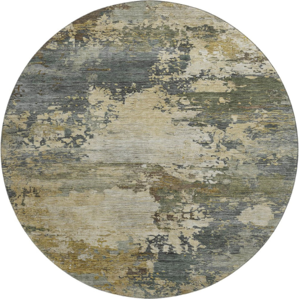 HomeRoots 8' X 10' Gray and Beige Abstract Washable Area Rug with UV Protection for Modern Living Spaces 717000