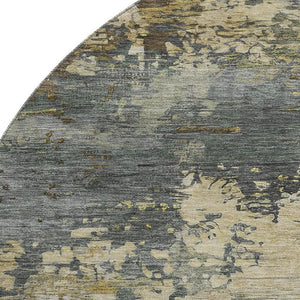 HomeRoots 8' X 10' Gray and Beige Abstract Washable Area Rug with UV Protection for Modern Living Spaces 717000