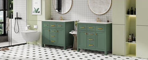 English Elm 72'' Modern Bathroom Vanity Set With Ceramic Sink, Ample Storage, Solid Wood Frame & Green Finish N710SS00011F