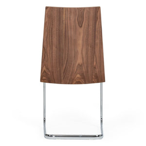 VIG Furniture Morgan Walnut Veneer Leatherette Side Chair Set Of 2 With Chrome Frame — Modern Ergonomic Comfort For Kitchens And Dining Spaces White Dining Chair VGEWF3175BE-WHT