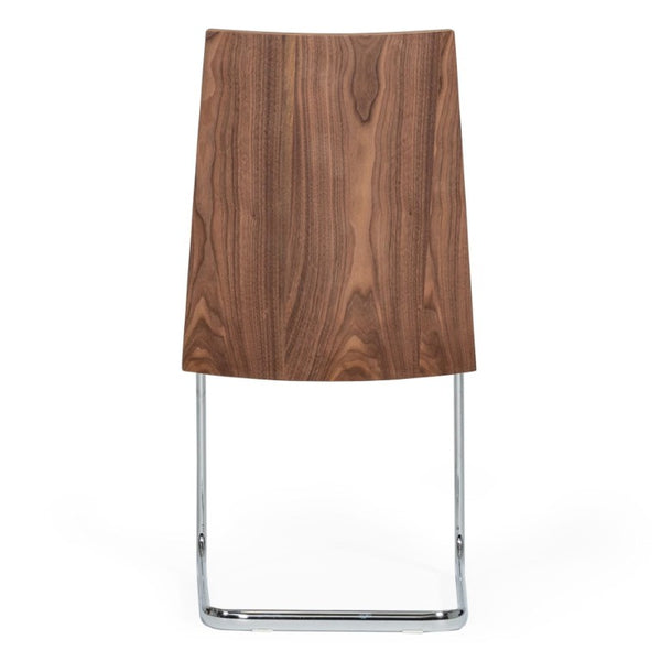VIG Furniture Morgan Walnut Veneer Leatherette Side Chair Set Of 2 With Chrome Frame — Modern Ergonomic Comfort For Kitchens And Dining Spaces White Dining Chair VGEWF3175BE-WHT