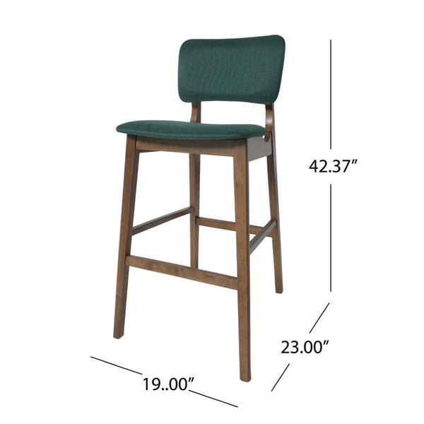 English Elm Bar Chairs Set of Two Solid Rubberwood Mid-century Modern Barstools for Kitchen Islands 63560.00DGRN