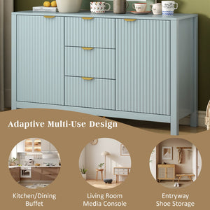 English Elm U_Style Modern Wave-Front Sideboard - 3 Adjustable Shelves, Soft-Close Doors & Metal Handles, 3 Colors N711P269066C-GIGA