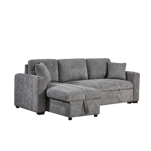 English Elm Noemi Boucle Sleeper Sectional with Storage Chaise Usb Ports and Channel Tufting B2749S00363