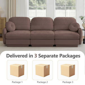 English Elm 105"chenille Cloud Sofa Quilted Plush Three Seater with Deep Cushions for Living Room Rose Dust W714S01777