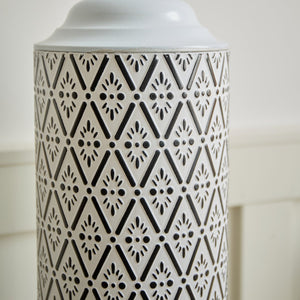 English Elm Floor Metal Vases Set of 3 White & Black Glazed Metal Cylinder Vases Tall Textured Gold Accent Decor W2796P278066