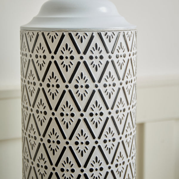 English Elm Floor Metal Vases Set of 3 White & Black Glazed Metal Cylinder Vases Tall Textured Gold Accent Decor W2796P278066