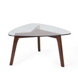 Christopher Knight Home® - Noble House - Wasco Mid-Century Modern Coffee Table with Glass Top, Walnut