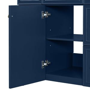 English Elm 36" 36-inch Transitional Bathroom Vanity with Ceramic Basin, Solid Wood Frame, Soft-Close Storage Elegance Blue N729P255663C
