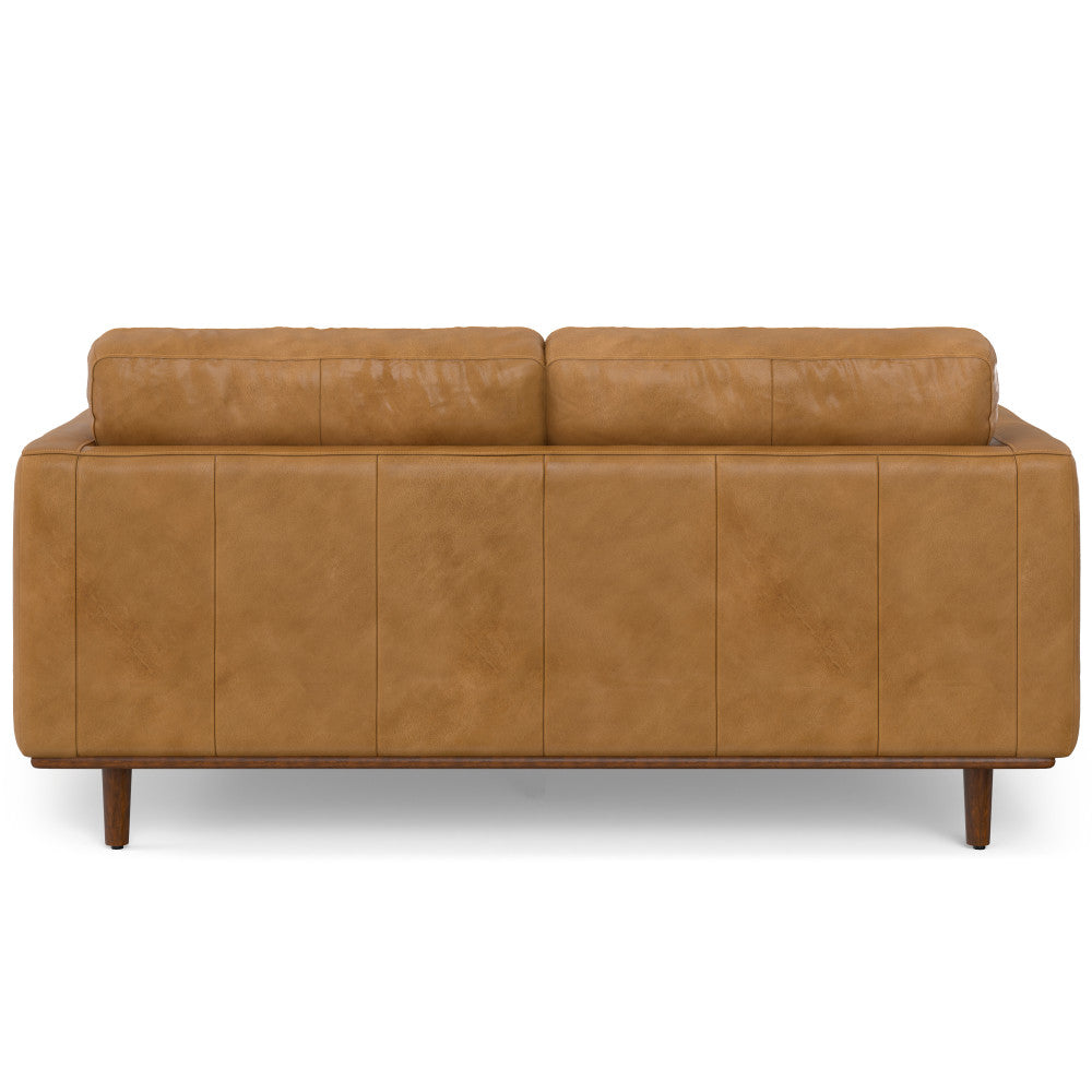 English Elm Morrison 72-inch Sofa and Ottoman Set in Sienna Kind Leather — Mid-Century Modern, Plush 2-Piece B136P199228