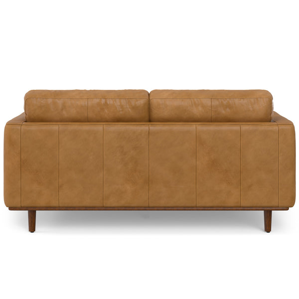 English Elm Morrison 72-inch Sofa and Ottoman Set in Sienna Kind Leather — Mid-Century Modern, Plush 2-Piece B136P199228