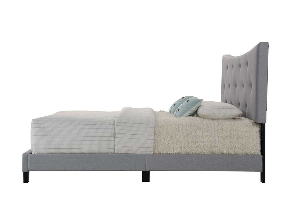 English Elm Venacha Gray Fabric Queen Bed with Tufted Arched Headboard, 660lb Capacity, Rubberwood Legs, Modern Chic B2726P266941