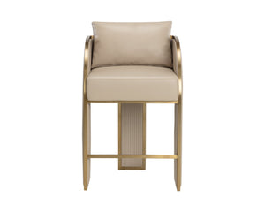 Sunpan BAZ Counter Stool - Napa Beige Faux Leather with Gold Accents for Modern Kitchen & Bar Decor 112283