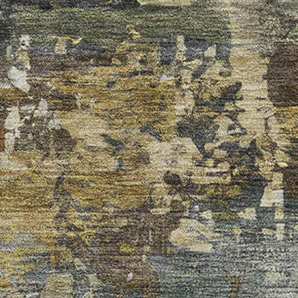 HomeRoots 9' X 12' Gray and Beige Abstract Area Rug - Washable, UV-Protected, Stylish & Durable for Any Space 717001