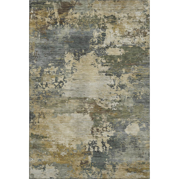 HomeRoots 10' X 14' Stylish Gray and Beige Abstract Washable Area Rug with UV Protection for Modern Homes 717002