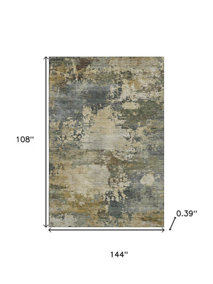 HomeRoots 10' X 14' Stylish Gray and Beige Abstract Washable Area Rug with UV Protection for Modern Homes 717002