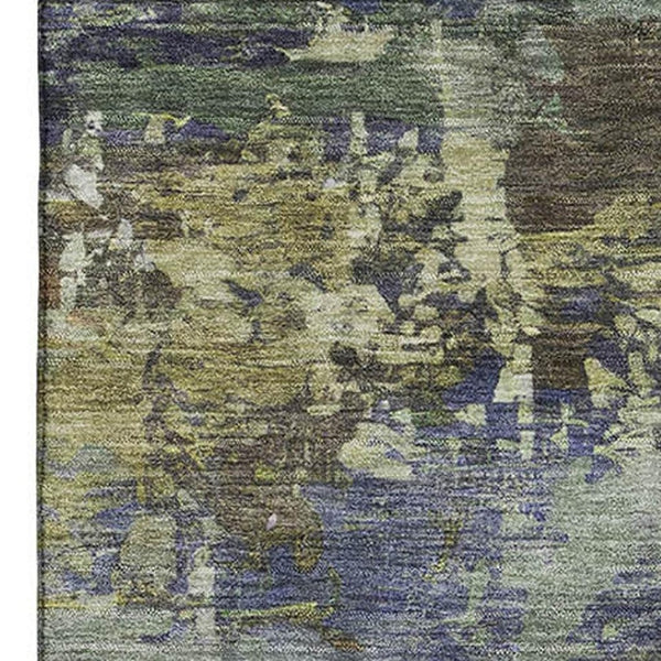 HomeRoots 5' X 8' Abstract Purple and Beige Area Rug - Washable, UV-Protected, Stain-Resistant, Stylish Centerpiece 717004