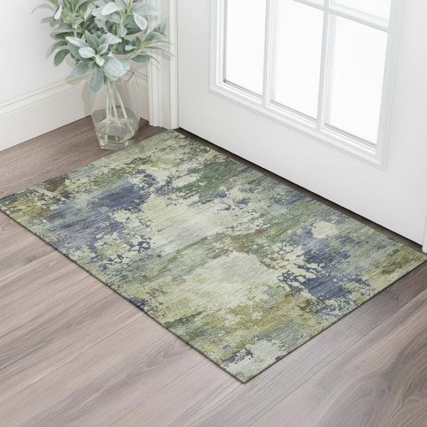HomeRoots 5' X 8' Abstract Purple and Beige Area Rug - Washable, UV-Protected, Stain-Resistant, Stylish Centerpiece 717004
