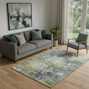HomeRoots 8' Washable Purple and Beige Abstract Round Rug with UV Protection – Durable, Stylish, Pet-Friendly Design 717005