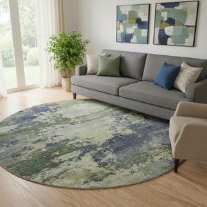 HomeRoots 8' X 10' Purple And Beige Abstract Washable Area Rug – Stain Resistant, UV Protected, Non-Slip Design 717006