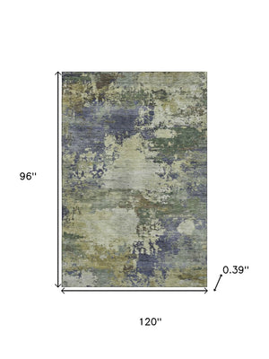 HomeRoots 9' X 12' Abstract Purple and Beige Washable Area Rug with UV Protection for Homes with Kids & Pets 717007