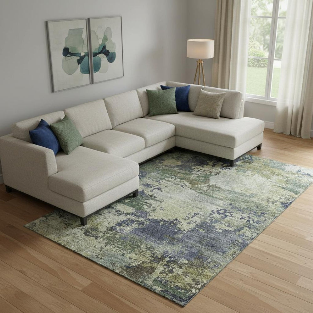 HomeRoots 10' X 14' Abstract Area Rug in Purple & Beige - Washable, UV Protected, Ideal for Busy Homes! 717008