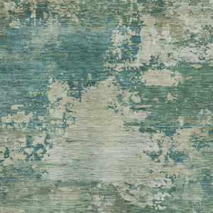 HomeRoots 5' X 8' Teal And Beige Abstract Area Rug - Washable, UV Protected, Durable, Perfect for Families 717010