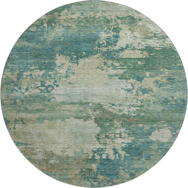 HomeRoots 8' X 10' Teal & Beige Abstract Washable Area Rug - Stylish, Durable, Pet-Friendly with UV Protection 717012
