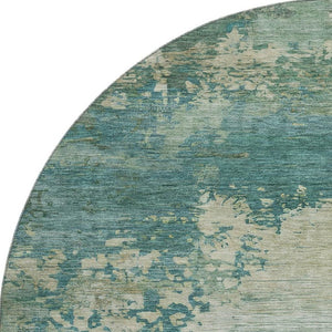 HomeRoots 8' X 10' Teal & Beige Abstract Washable Area Rug - Stylish, Durable, Pet-Friendly with UV Protection 717012