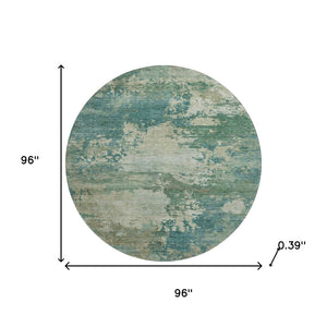 HomeRoots 8' X 10' Teal & Beige Abstract Washable Area Rug - Stylish, Durable, Pet-Friendly with UV Protection 717012