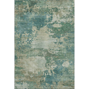 HomeRoots 10' X 14' Teal and Beige Abstract Area Rug - Stylish, Washable, UV Protected, Perfect for Homes! 717014