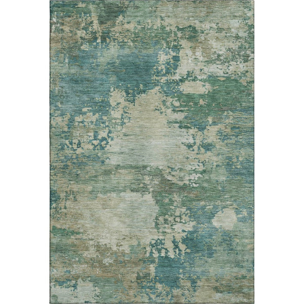 HomeRoots 10' X 14' Teal and Beige Abstract Area Rug - Stylish, Washable, UV Protected, Perfect for Homes! 717014