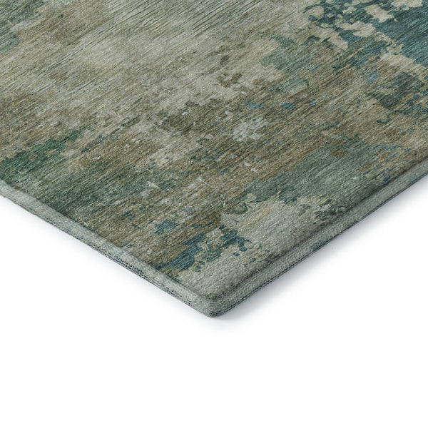 HomeRoots 10' X 14' Teal and Beige Abstract Area Rug - Stylish, Washable, UV Protected, Perfect for Homes! 717014