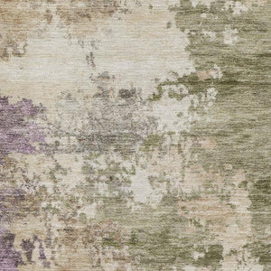 HomeRoots 8' Beige and Purple Abstract Round Rug - Washable, Stain Resistant, UV Protected for High-Traffic Areas 717017