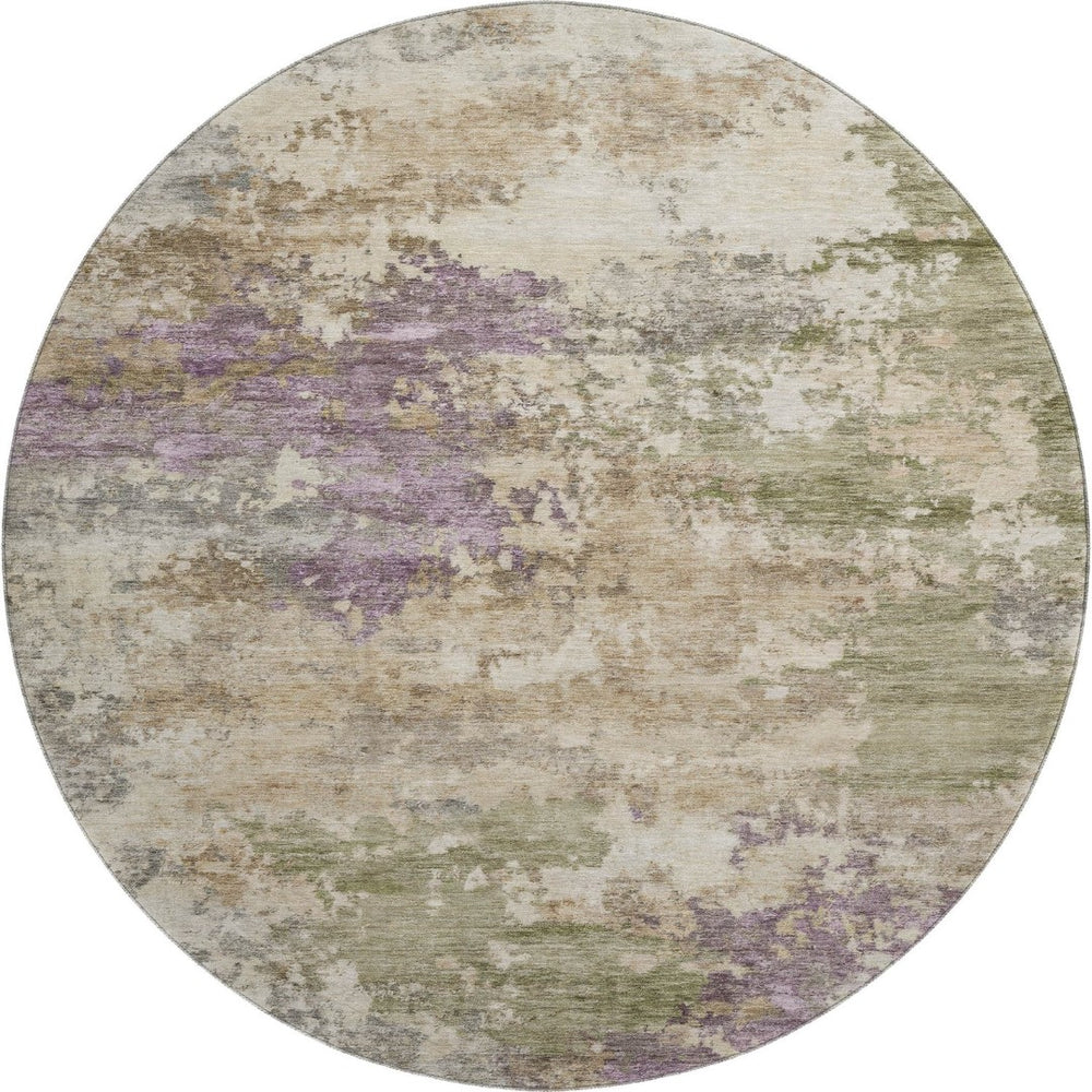 HomeRoots 8' X 10' Modern Abstract Beige and Purple Washable Area Rug with UV Protection for Busy Homes 717018