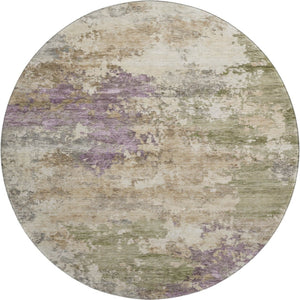 HomeRoots 8' X 10' Modern Abstract Beige and Purple Washable Area Rug with UV Protection for Busy Homes 717018